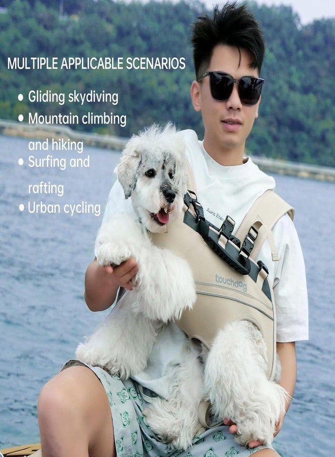 Touchdog Dog Backpack Carrier for Large Dogs - Hands-Free Pet Travel Pack with 6-Point Safety System, Waterproof & Reflective Design for Motorcycle, Hiking, Surfing (Khaki Color, Small) - Image 5